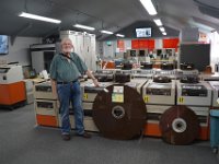 National Museum of Compiuting - an old 10Mb disk in front of an ICL2966